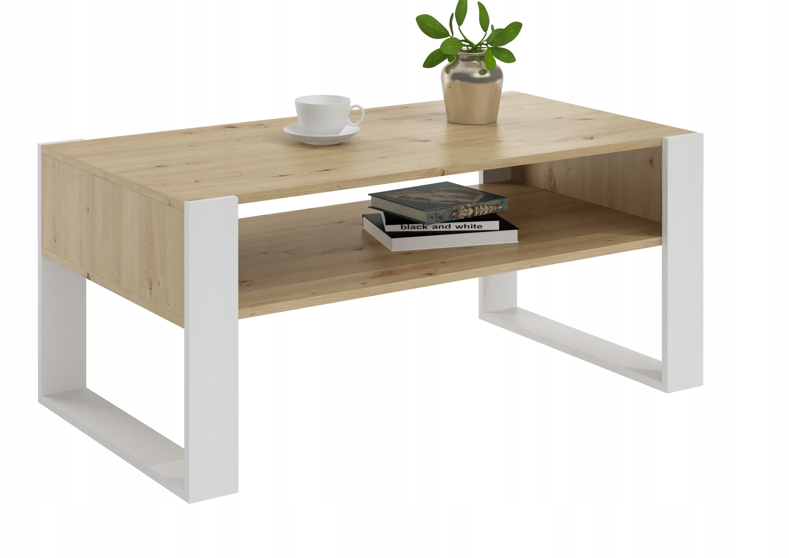 Lavička Kaja dub artisan bílý konferenční stolek do obývacího pokoje Mk