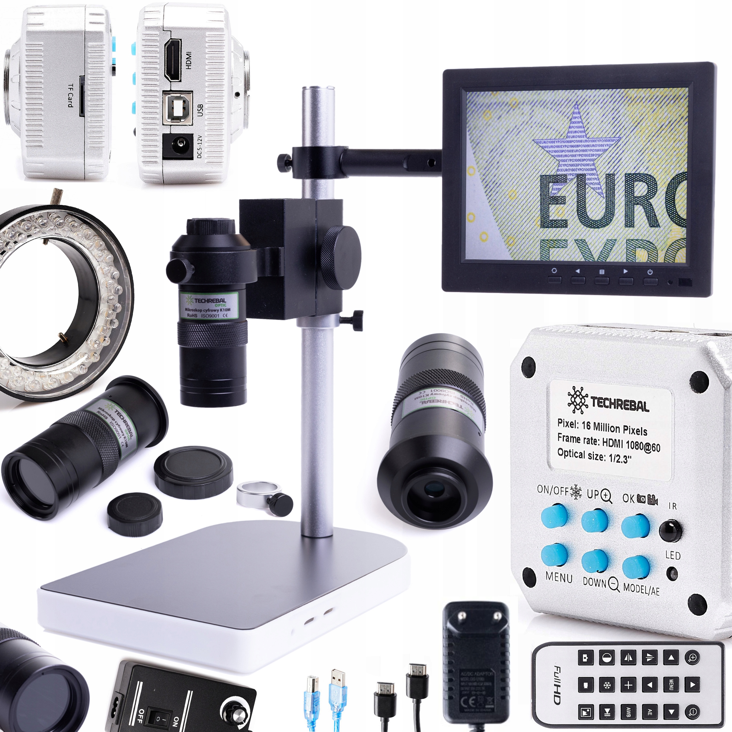 Digitální Mikroskop K10M Pro Elektroniku Kamera 16MP Led 56X Displej 8"