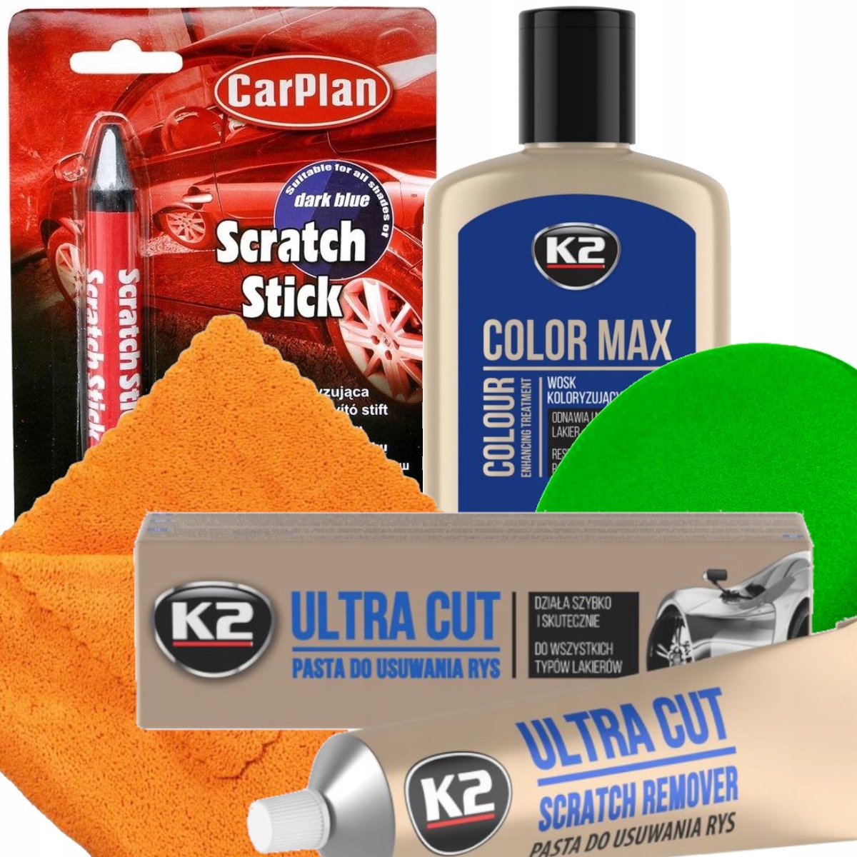 Zestaw Kredka Pasta Wosk Koloryzujący Niebieski Do Usuwania Rys Na Rysy