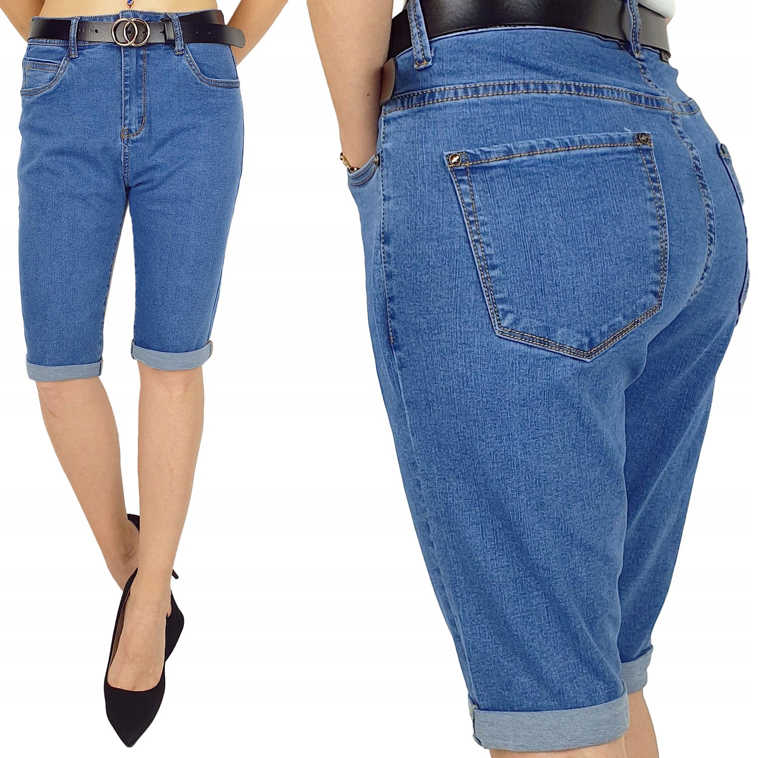 

Damskie Spodnie Jeansowe - Rybaczki Plus-size New