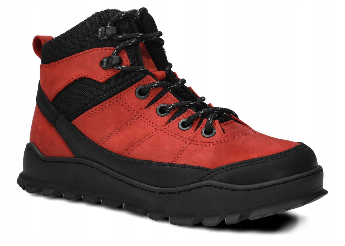 Nagaba 244 Červená Zateplené Filcem, Pohodlné Dámské Kožené Boty