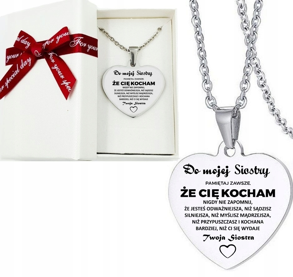 

Naszyjnik Serce Z Grawerem Dla Siostry