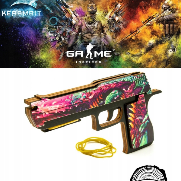 

Pistolet na gumki Cs Go Counter Strike drewniany