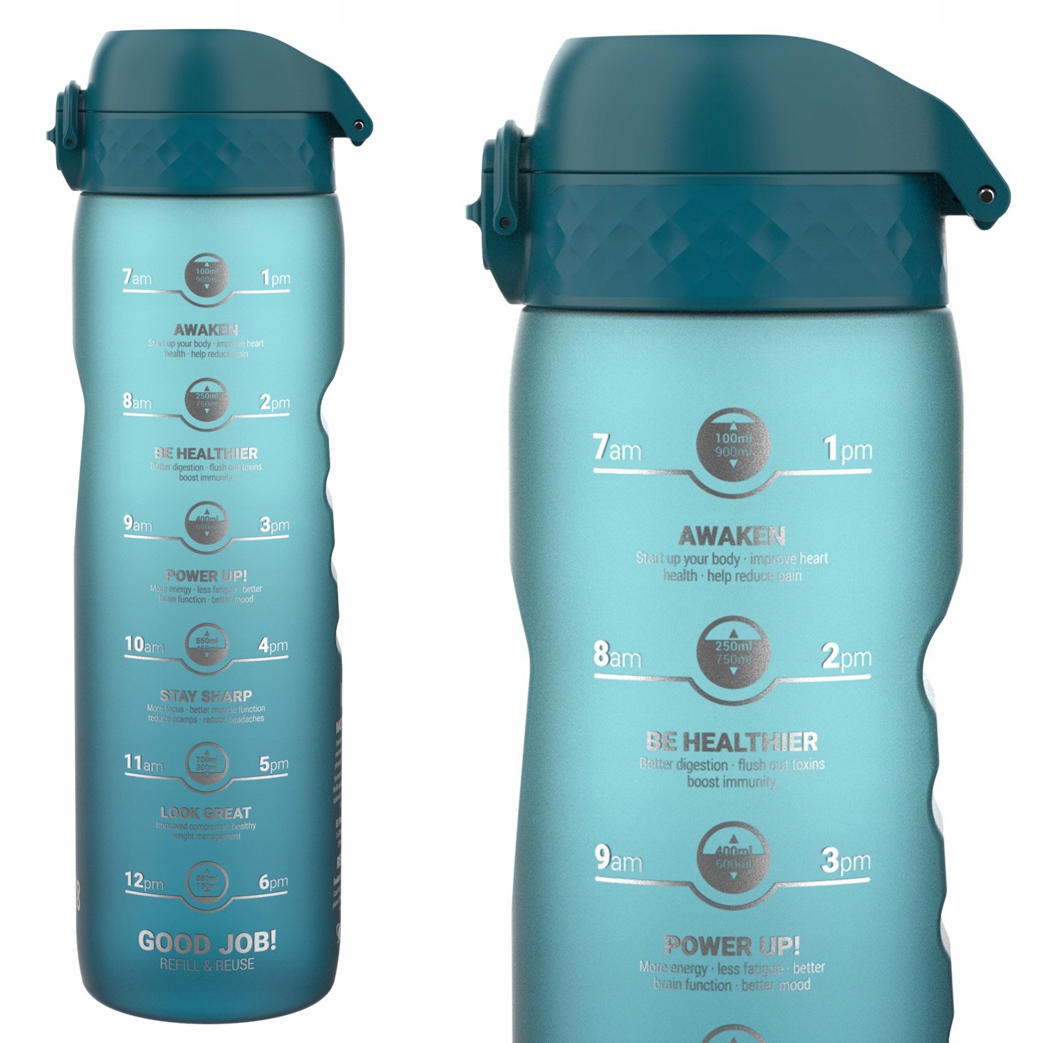 Duży Bidon -atest Pzh Motivator Motywujący Do Picia Wody Niebieski ION8 1 L