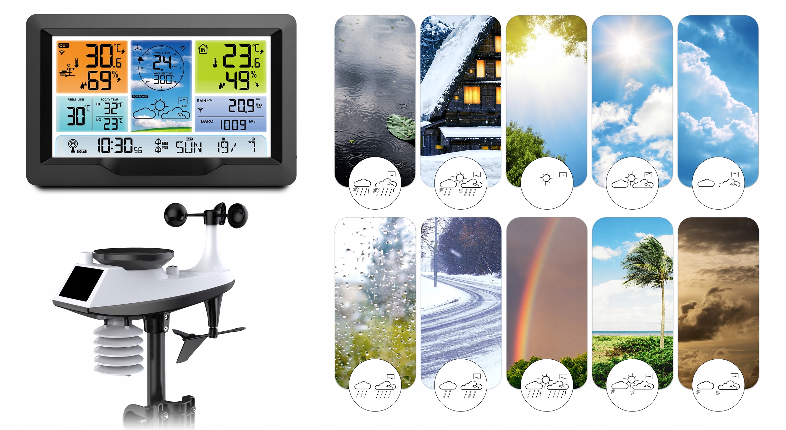 BEZPRZEWODOWA STACJA POGODOWA POGODY HIGROMETR + CZUJNIK Model BD-905