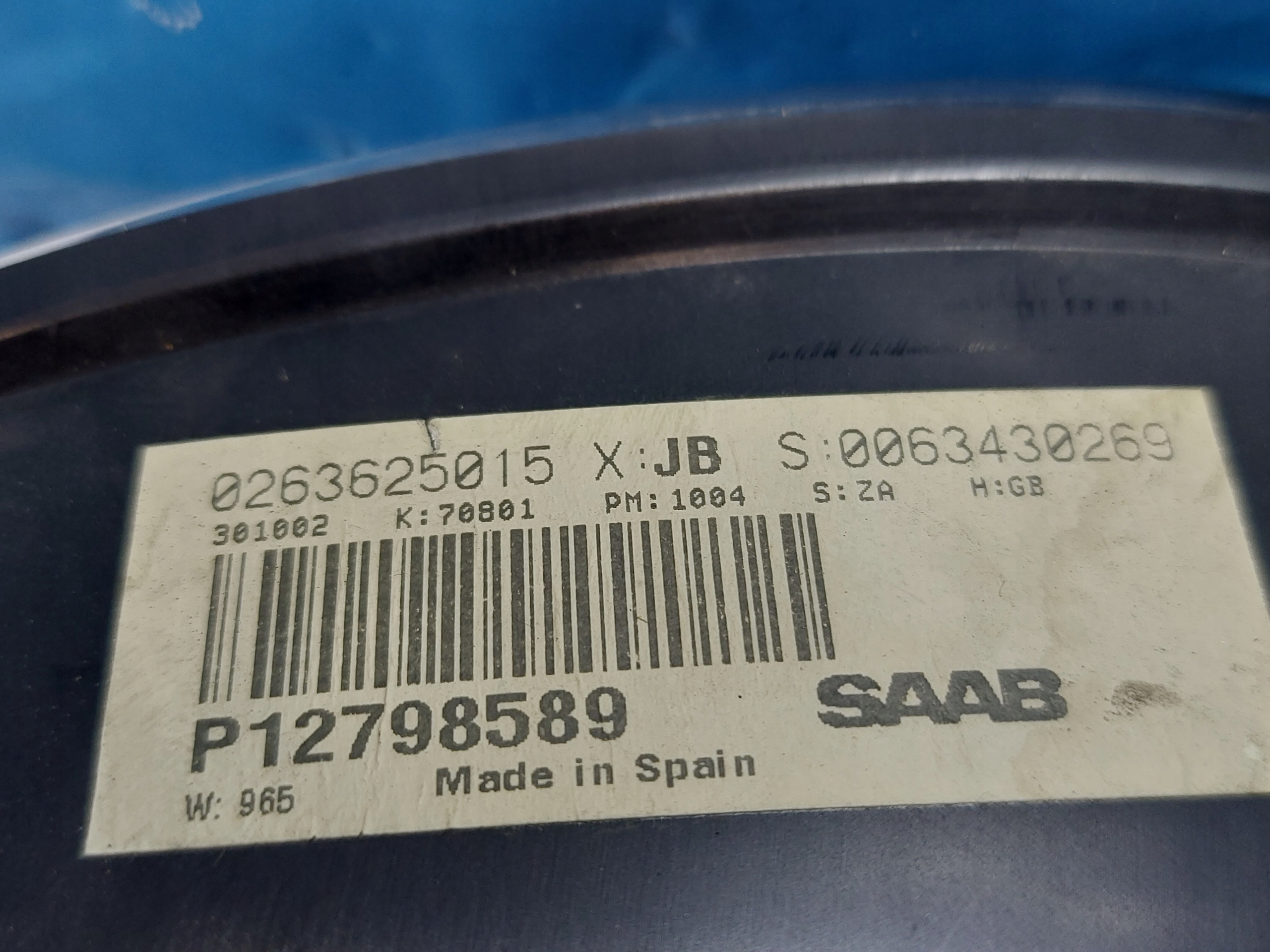 dials clock SAAB 9-3 2.2 TD P12798589