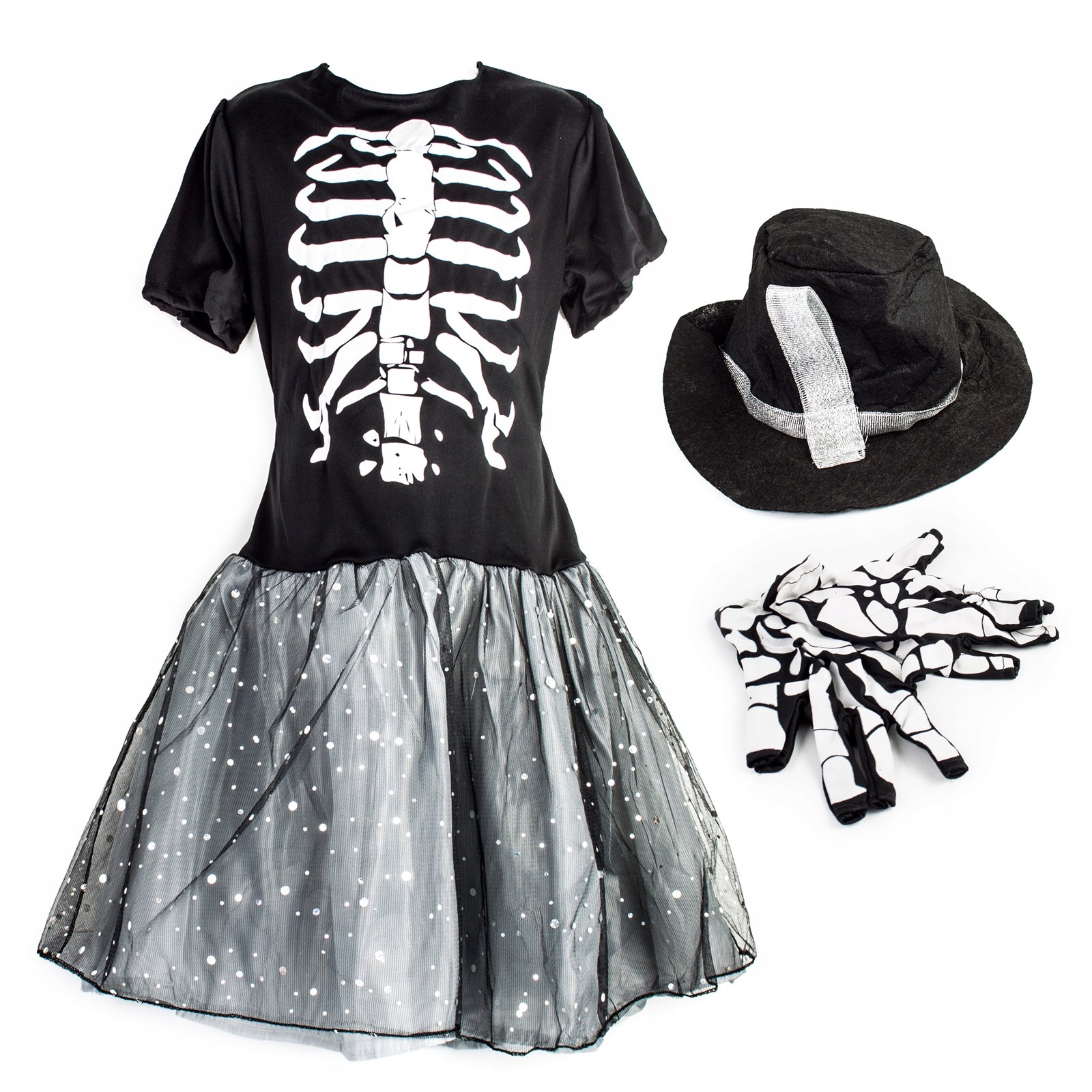SUKIENKA STRÓJ KOŚCIOTRUP HALLOWEEN KARNAWAŁ 2 3 4