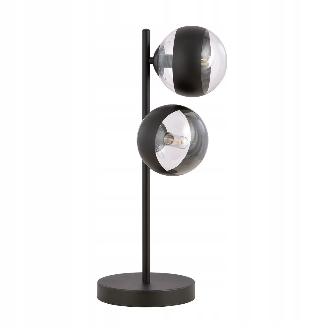 Nočná lampa čierna, moderná, sklenená, 2 gule s pásikom 38 cm Emibig