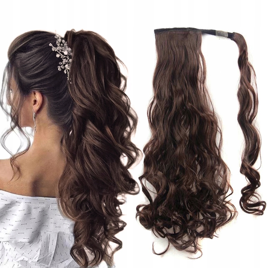 Připínací Poník Kitka Kudrnaté vlasy Loki Vlny Pl Tmavě hnědá 4#