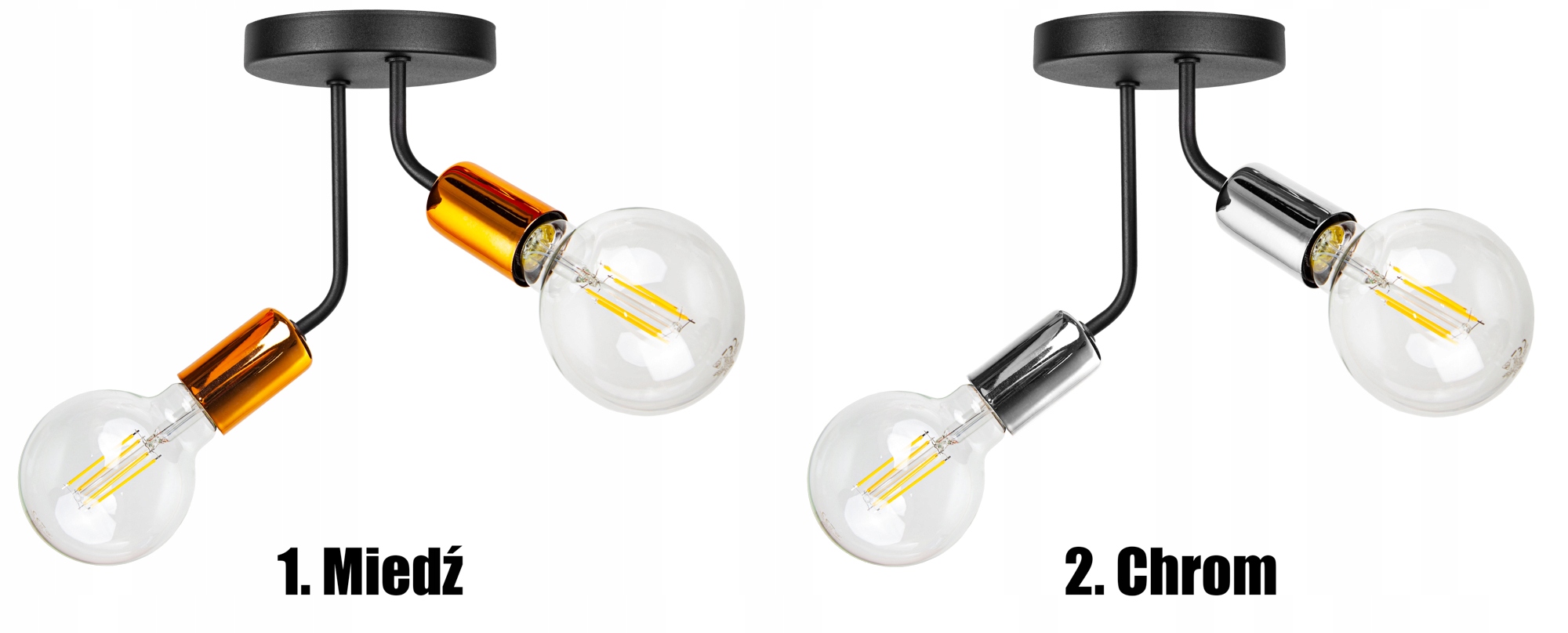LAMPA SUFITOWA PLAFON ŻYRANDOL LOFT EDISON LED Kolor chrom czarny miedziany