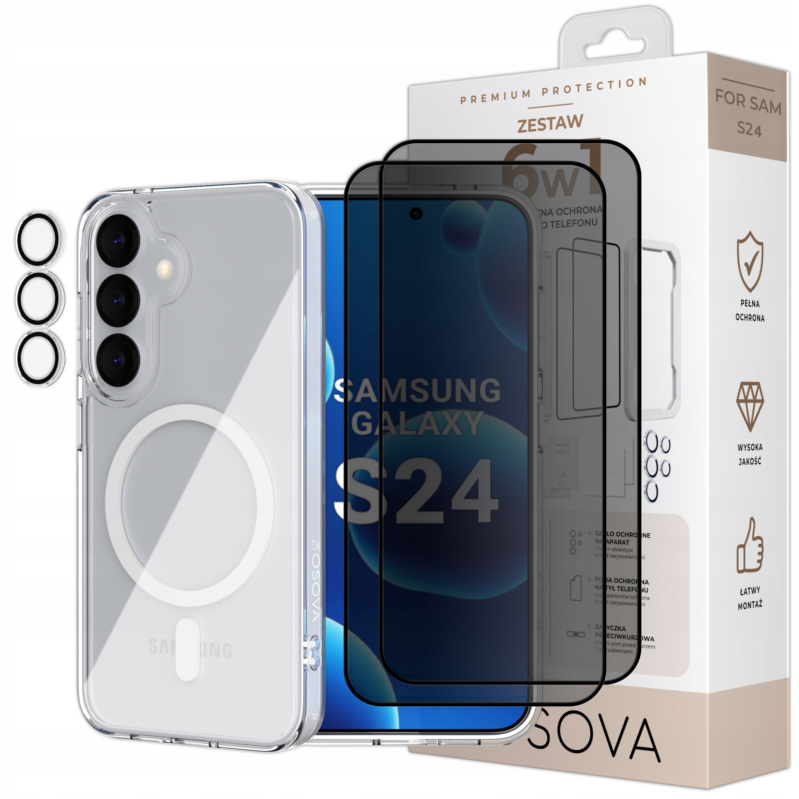 Pouzdro pro Samsung S24 pro MagSafe Osova Sklo Privacy sklo fotoaparát Sada 6v1
