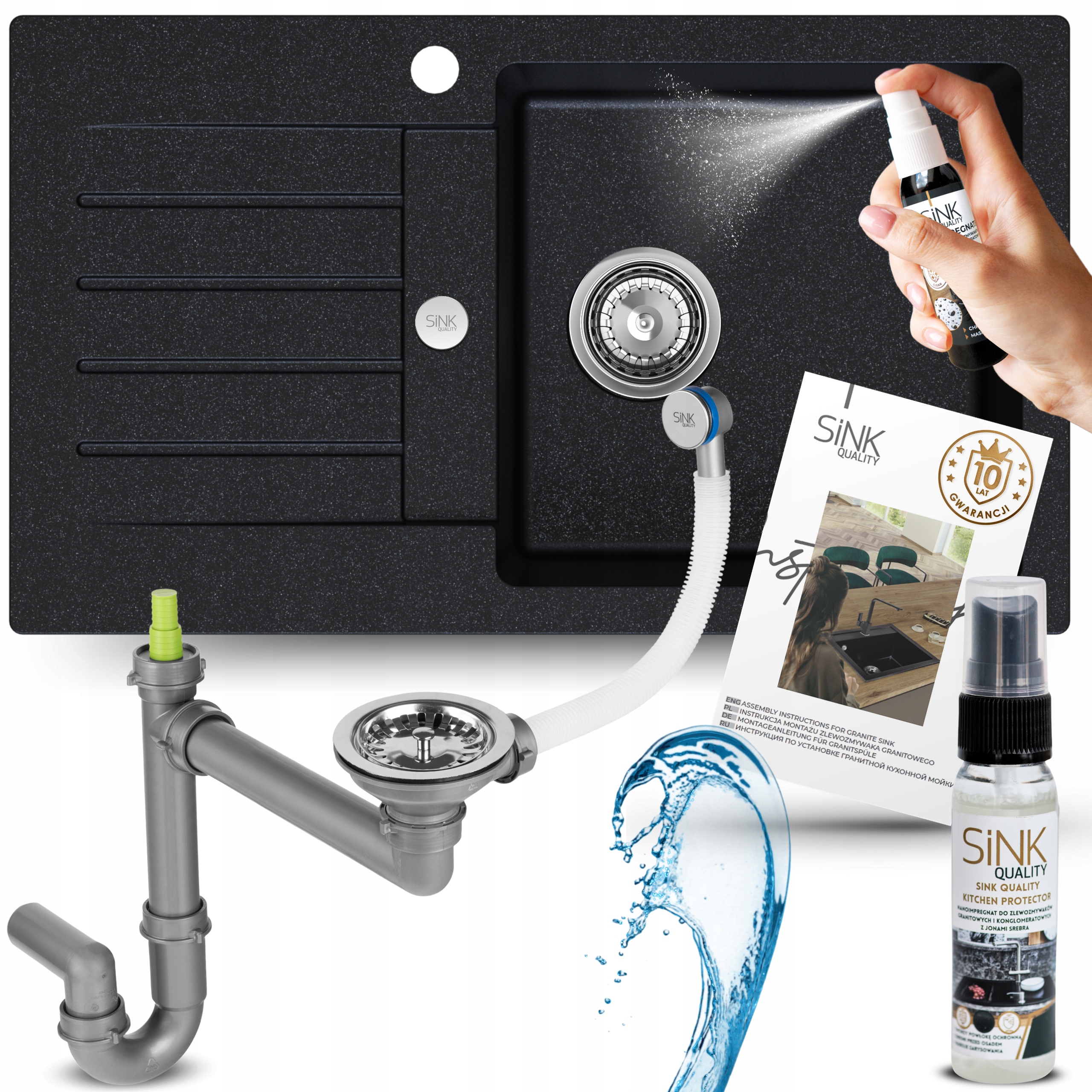 Dřez dřez Granitový kovový Jednokomorový S Odkapávačem