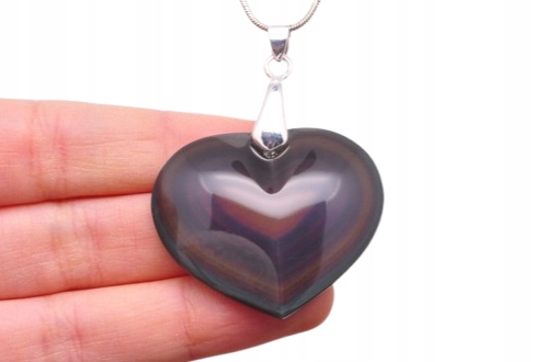 * Obsidián Duhový Mexiko Fenoménní Přívěsek Srdce Vzácný Exemplář Č. 1 *