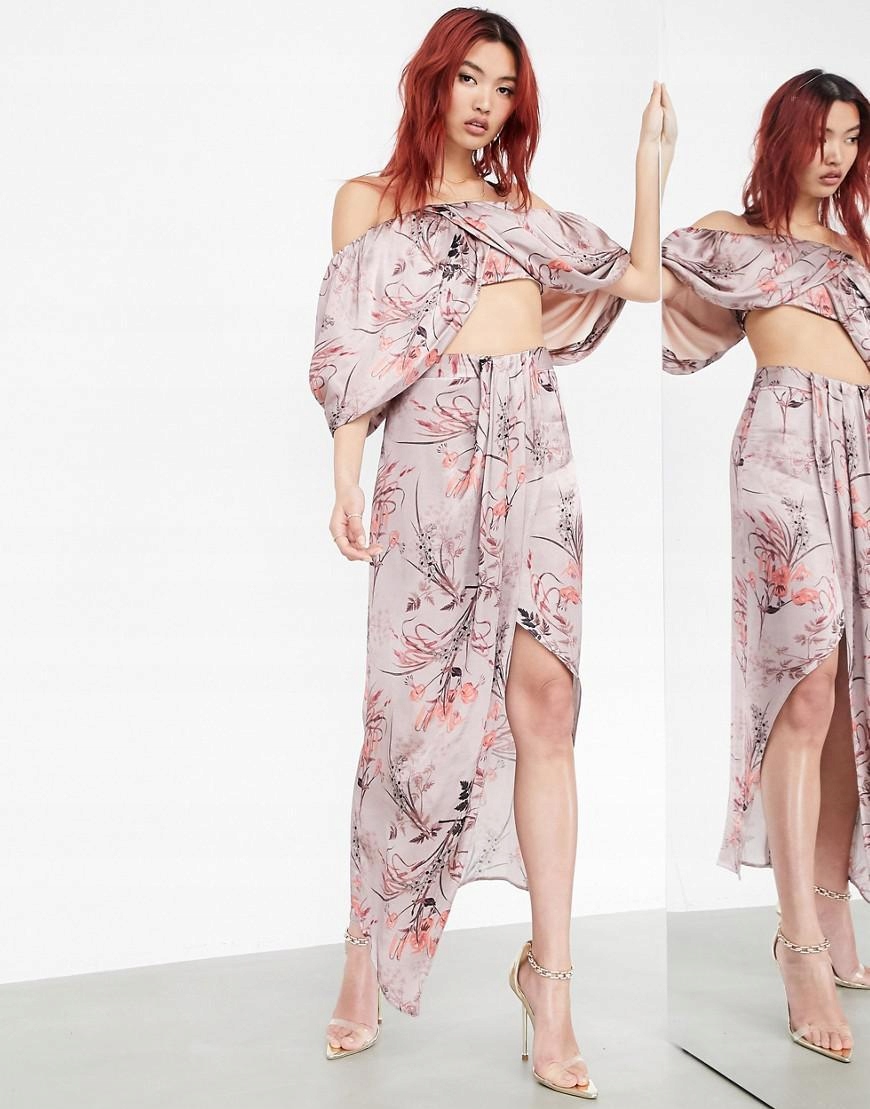 SPÓDNICA SATYNOWA BRĄZOWA PROSTA MAXI 44 XXL 1ACV Marka inna