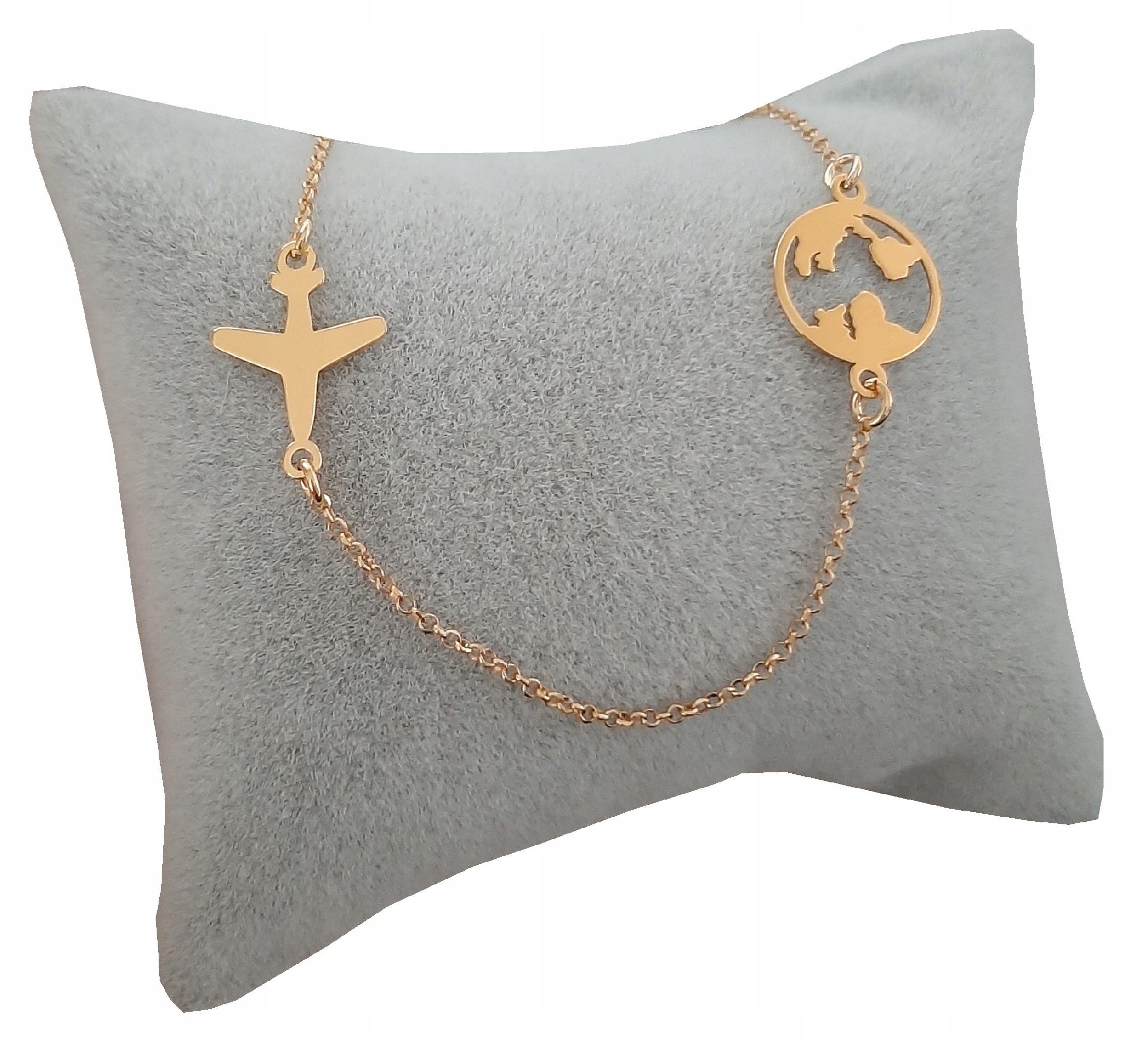 

Złoty naszyjnik samolot kula ziemska ziemia srebro