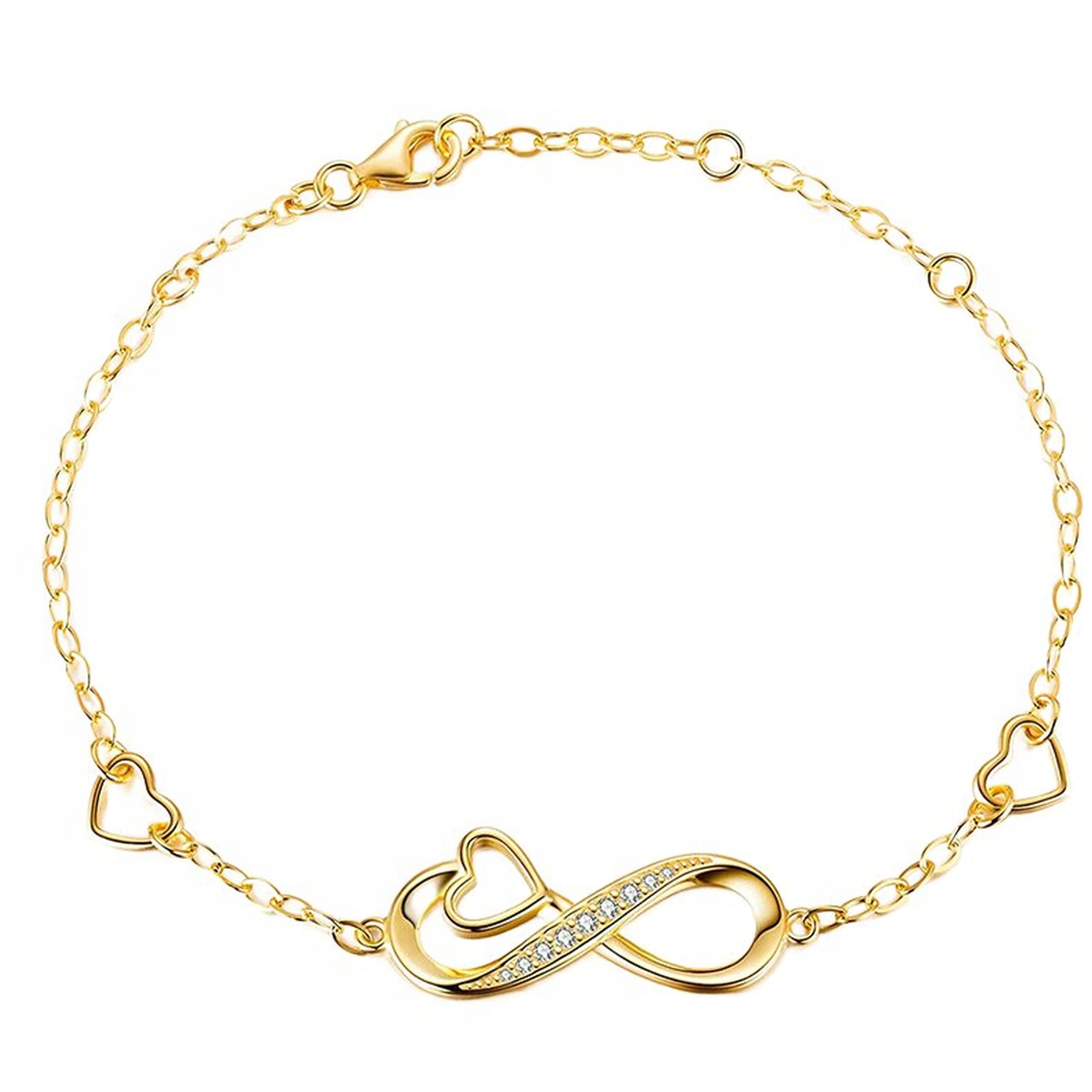 Stříbrný dámský náramek srdce nekonečno stříbro pozlacená celebrita