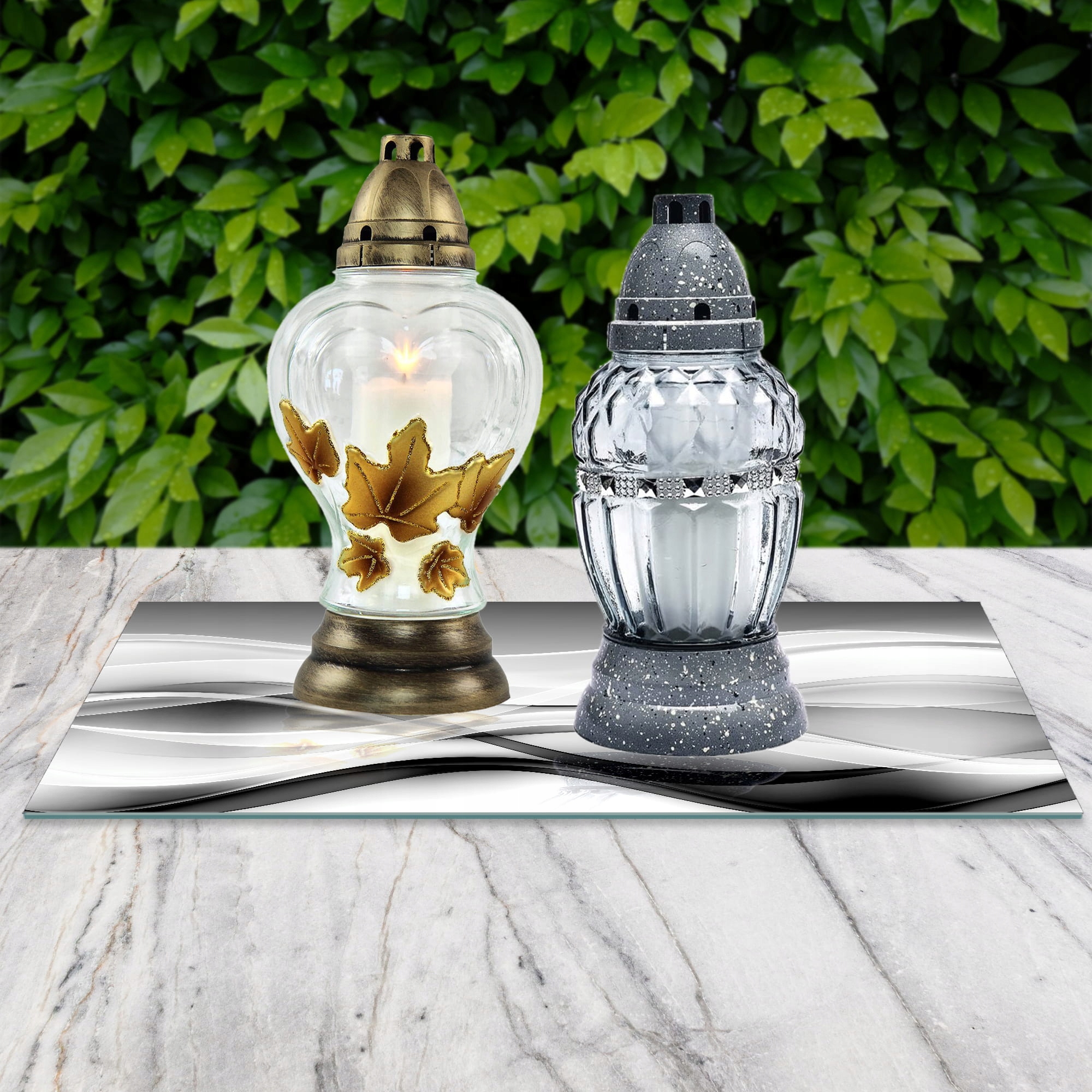 SZKLANA PODSTAWKA POD ZNICZE 60x20cm Fala 198c Marka inna