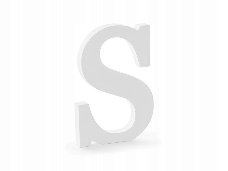 DREWNIANA LITERA S BIAŁY 14X20 CM LITERKA