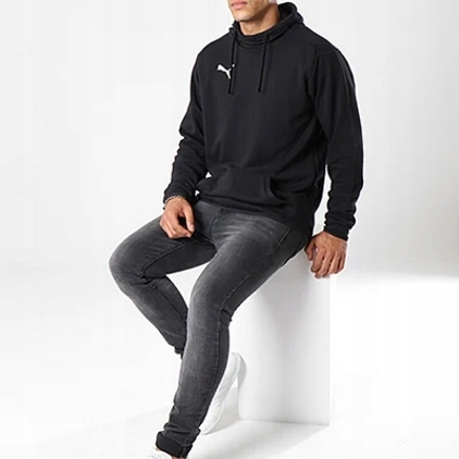 3079 Pánská Mikina Puma Klokanka S Kapucí Bavlněná Černá Sportovní L