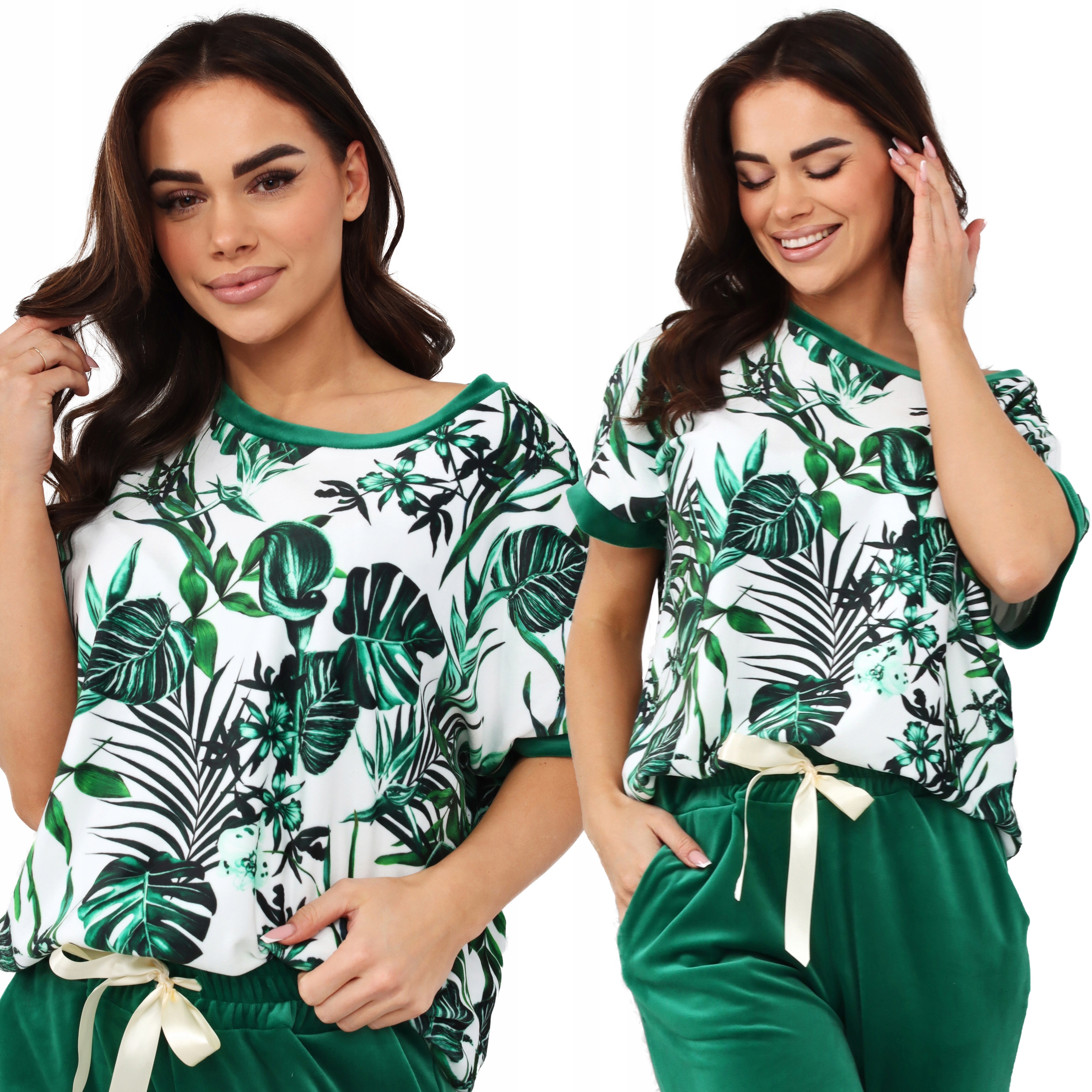 

Dres Damski Komplet Welurowy Spodnie Bluza Zielony