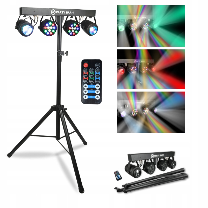 Osvětlovací Sada 2x Reflektor Par 2x Efekt Flower Tyč Stativ Dálkové Ovládání