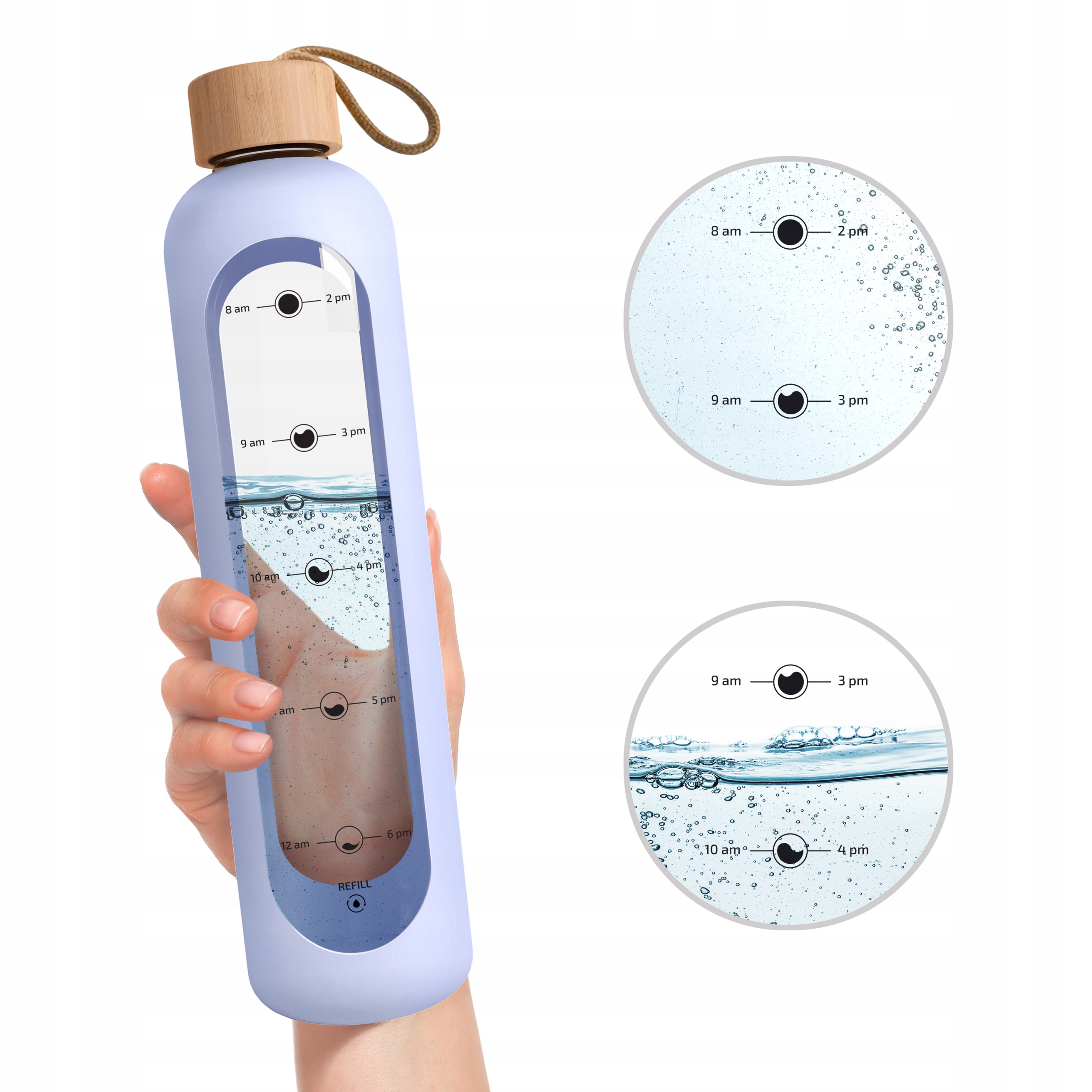 Motivációs üveg kulacs AquaFloow MotivateGlass 1L lila Űrtartalom 1000 ml