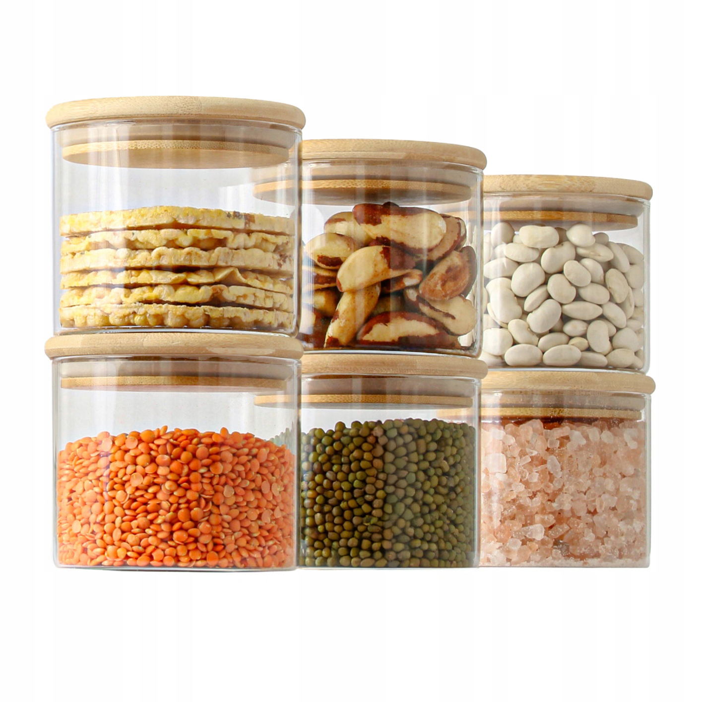 6x Słoiki szklane na żywność pojemnik słoik kuchenny zestaw organizer 450ml