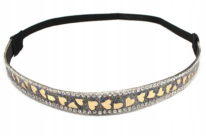 OPASKA NA GUMIE ZŁOTE SERDUSZKA CYRKONIE