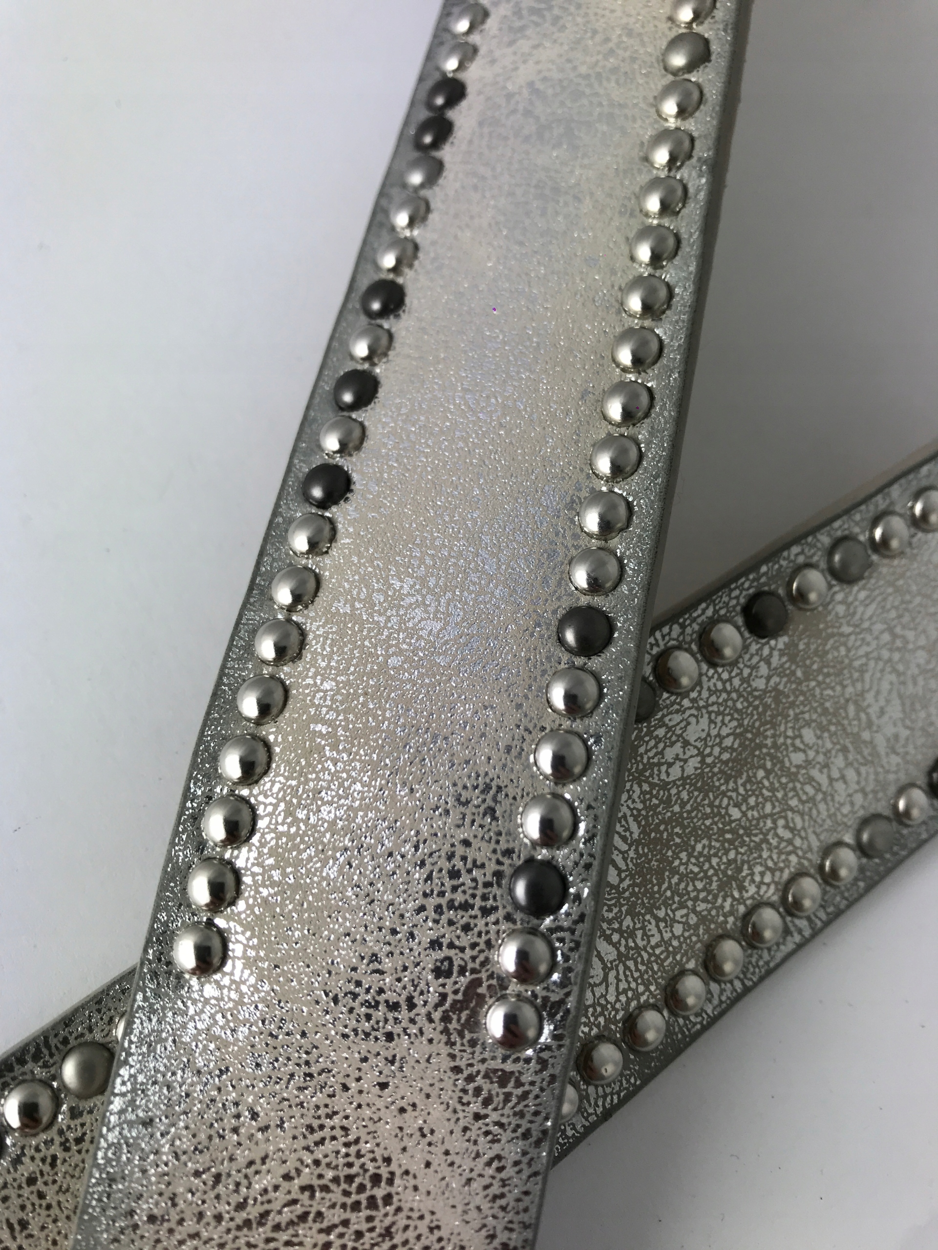 PASEK DAMSKI SREBRNY do spodni dżety skórzany Płeć kobieta