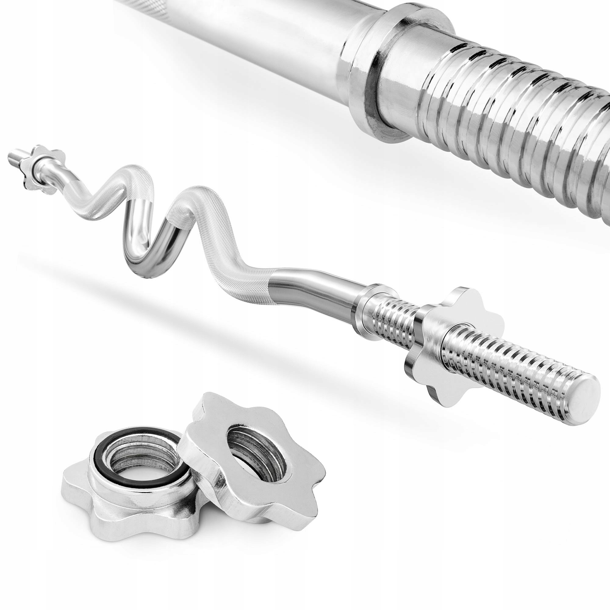 Gryf mocno łamany 120cm 30mm chromowany sztanga śrubowy antypoślizgowy