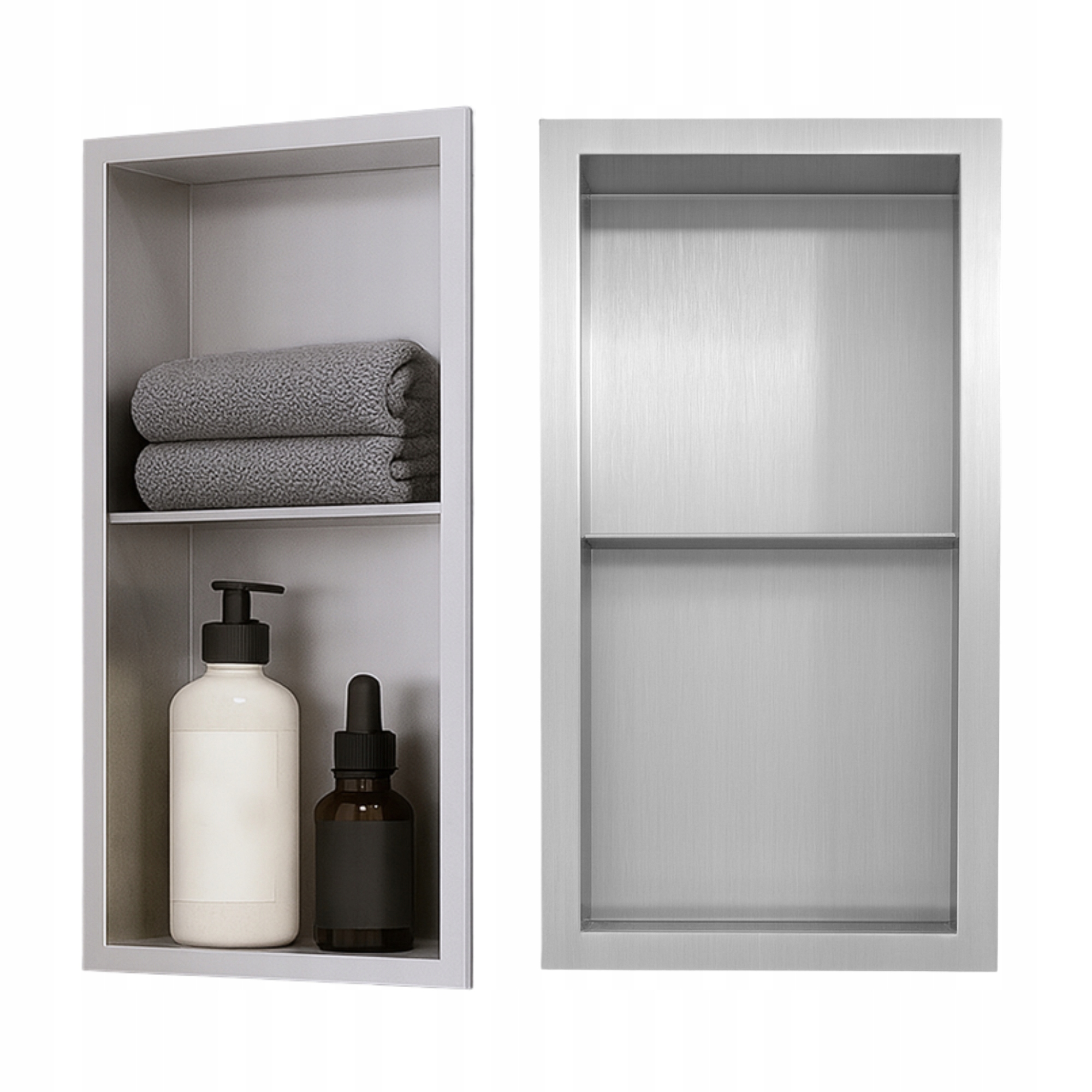 Półka Wnękowa Podwójna Łazienkowa Prysznicowa 60x30x10 cm stal Do Zabudowy
