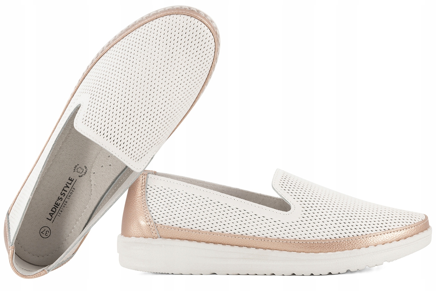 Ladie's Style 22915 Dámské Mokasíny Kožené Polobotky Vložky bílé 38 Bílá