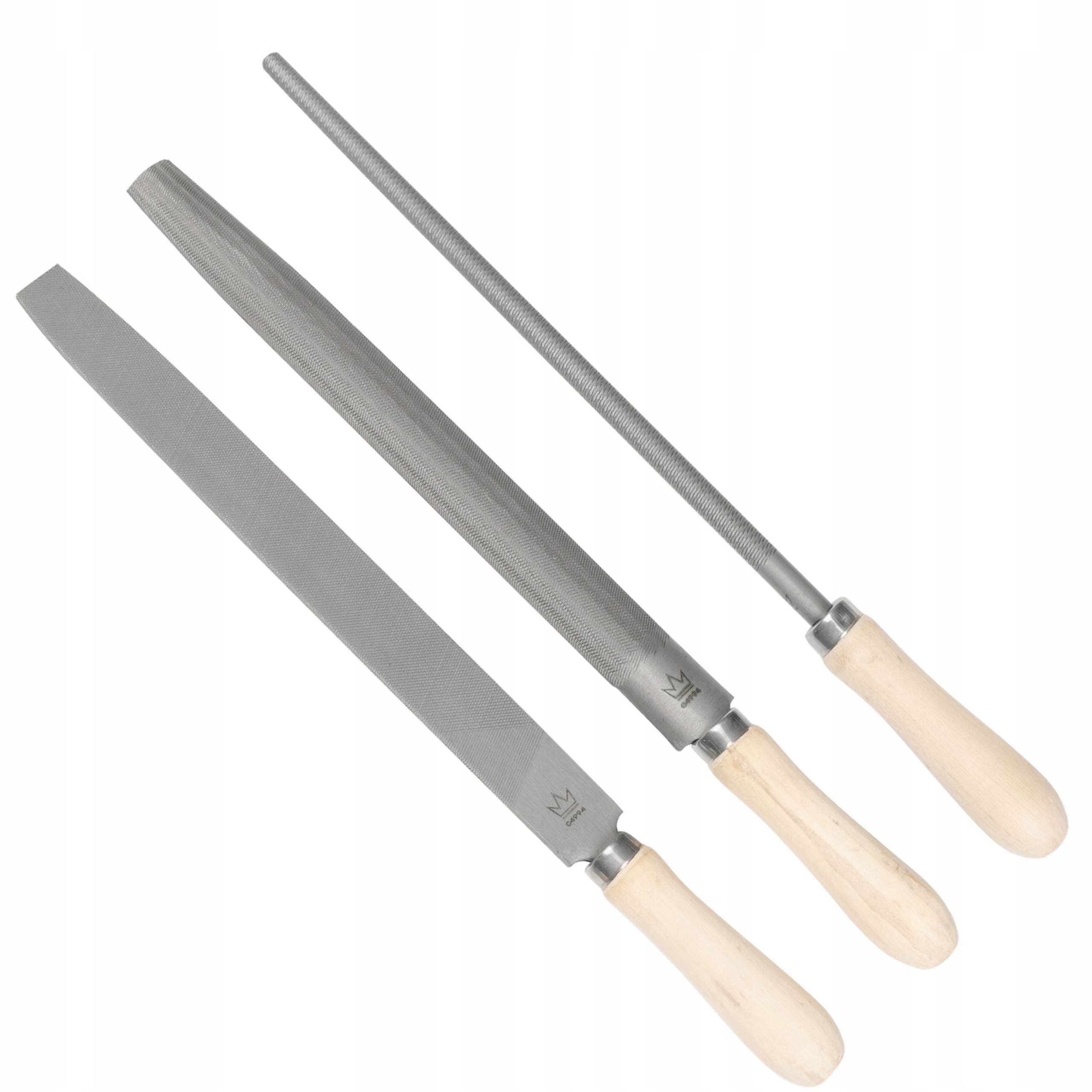 ZESTAW PILNIKÓW DO DREWNA 3 ELEMENTY 200mm nr.2 PŁASKI OKRĄGŁY PÓŁOKRĄGŁY Marka RICHMANN