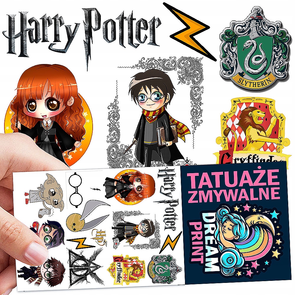 TATUAŻE ZMYWALNE DLA DZIECI HARRY POTTER WZORY ORYGINALNE Typ naklejka