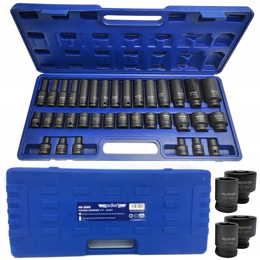 

Zestaw 35 Nasadek Kluczy Udarowych Długie Krótkie