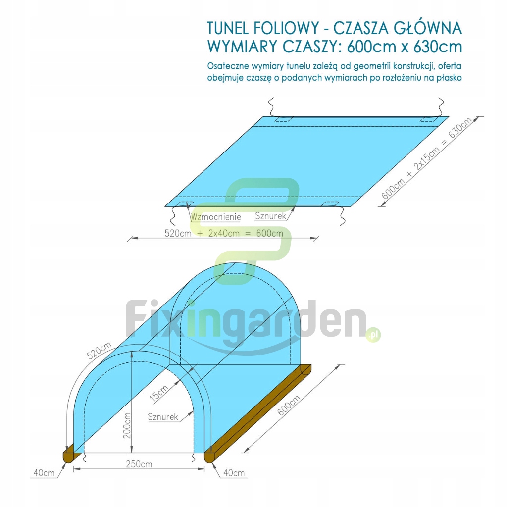 

Folia główna tunel ogrodniczy 6mx 6,3m Fixingarden
