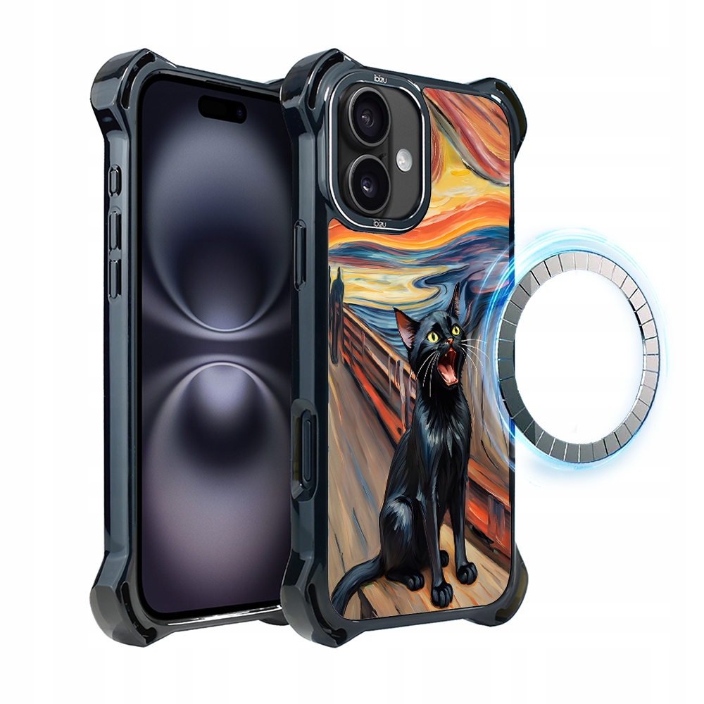 Pouzdro Ibizu DropGuard Ultra s MagSafe pro iPhone 16 Plus, kočičí křik