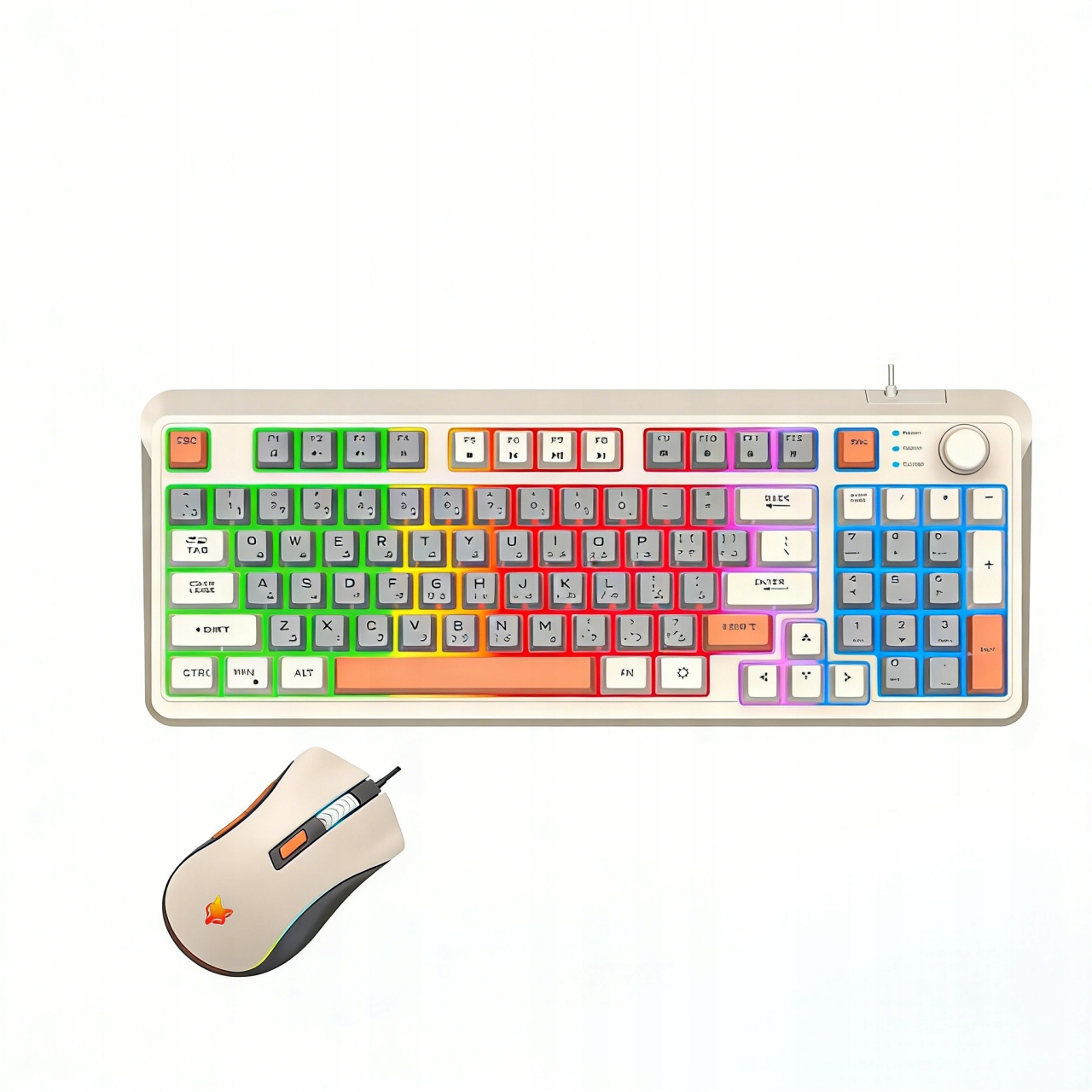 Sada drátové klávesnice a myši s tříbarevnými klávesami