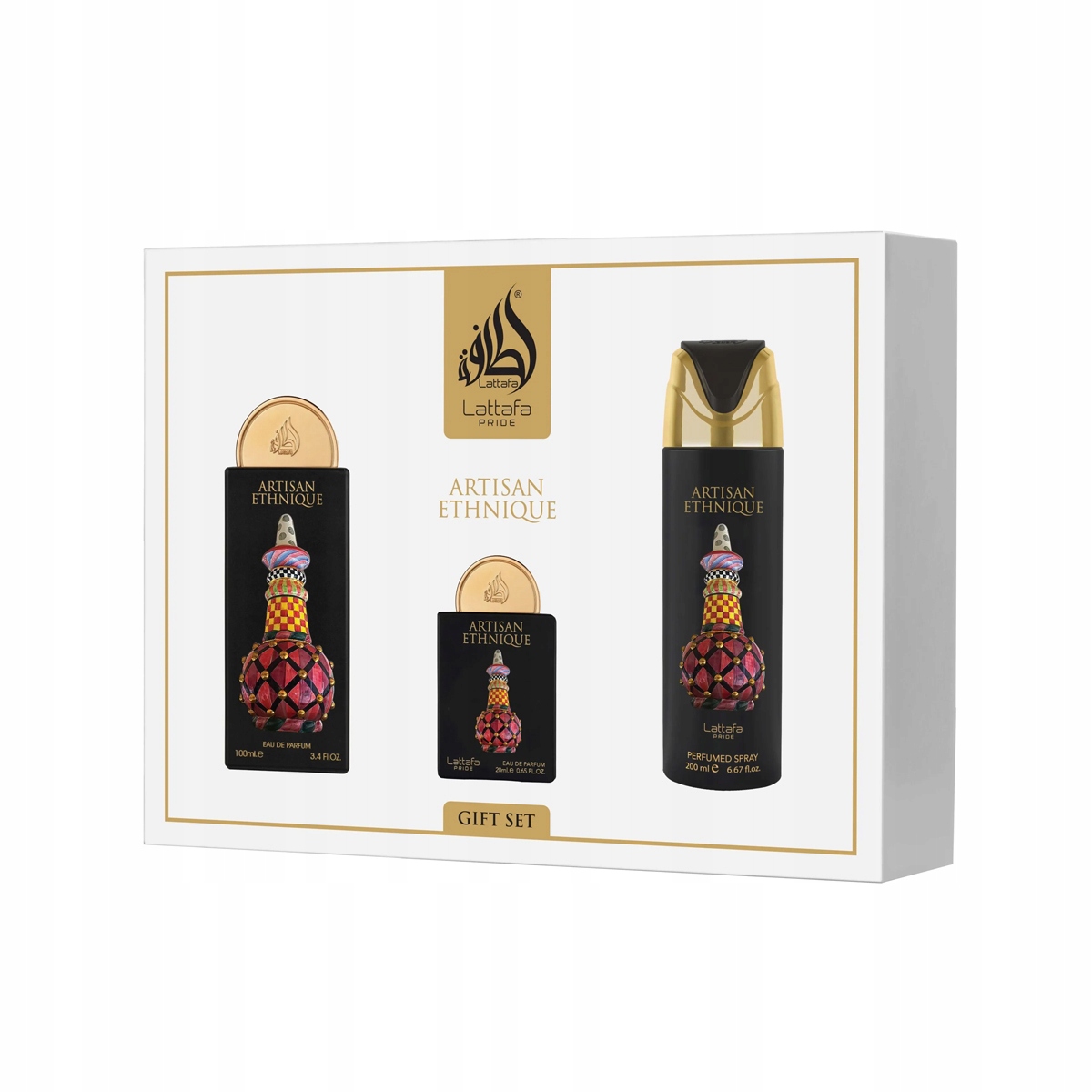Lattafa Pride Artisan Ethnique Edp 100 ml Edp 20 ml Deo ve spreji 200 m
