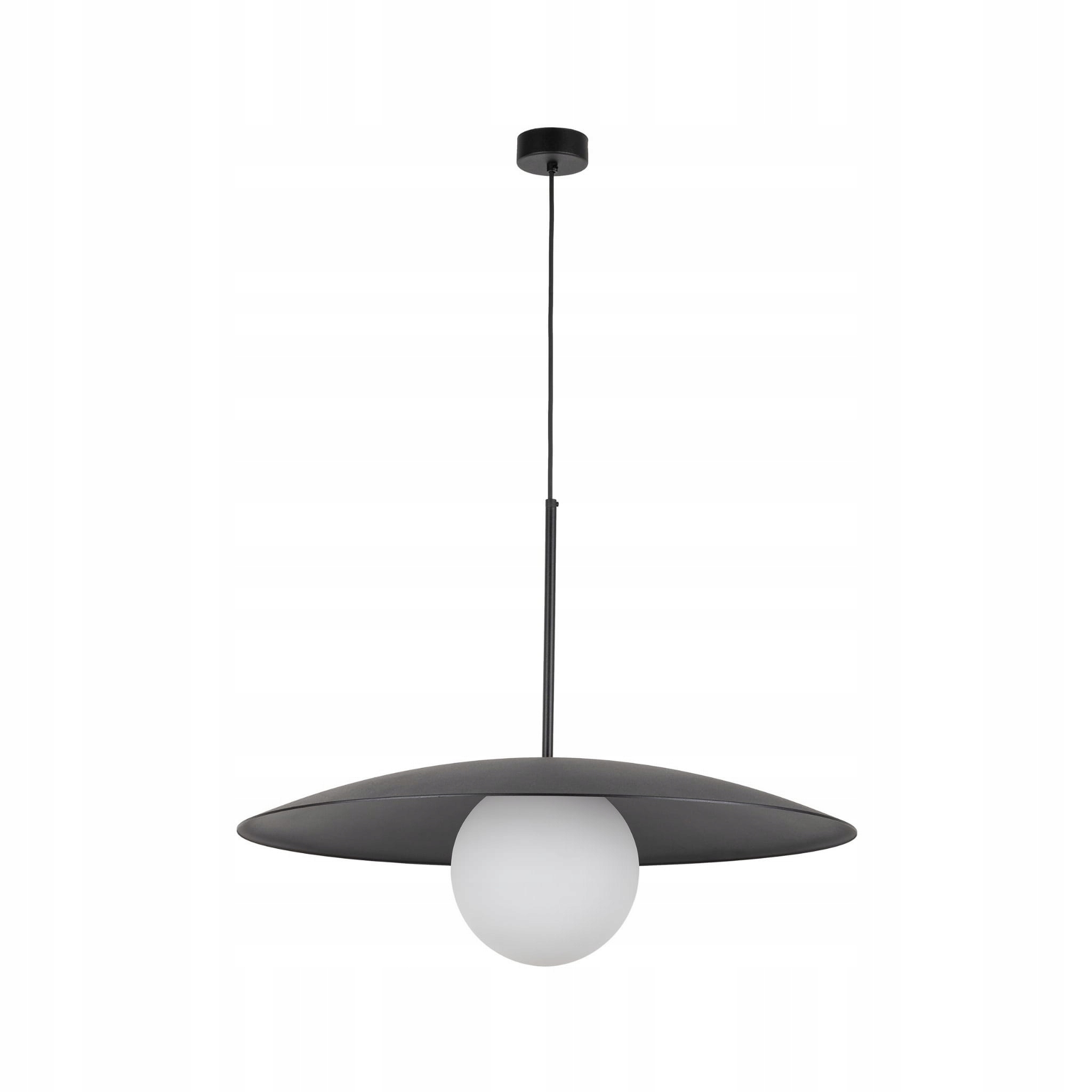 Lampa wisząca czarna Slate Glass nad stół biały szklany klosz Tk Lighting