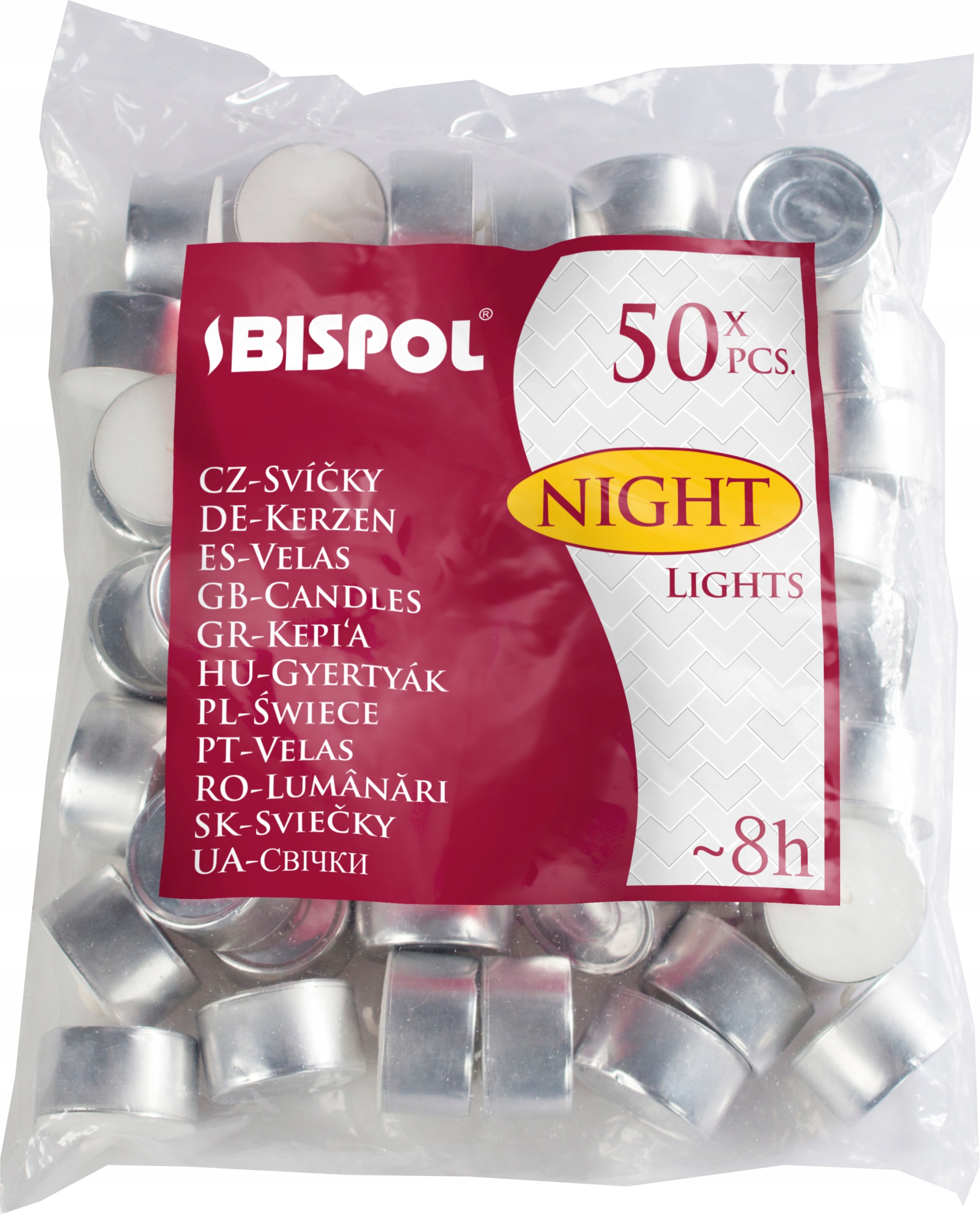 

Podgrzewacze Świeczki 50SZT Tealighty Bispol 8h