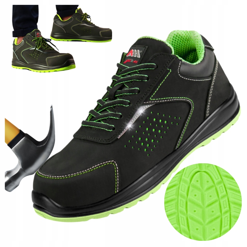 Pánské kožené pracovní polobotky semišové s kompozitní špičkou 45