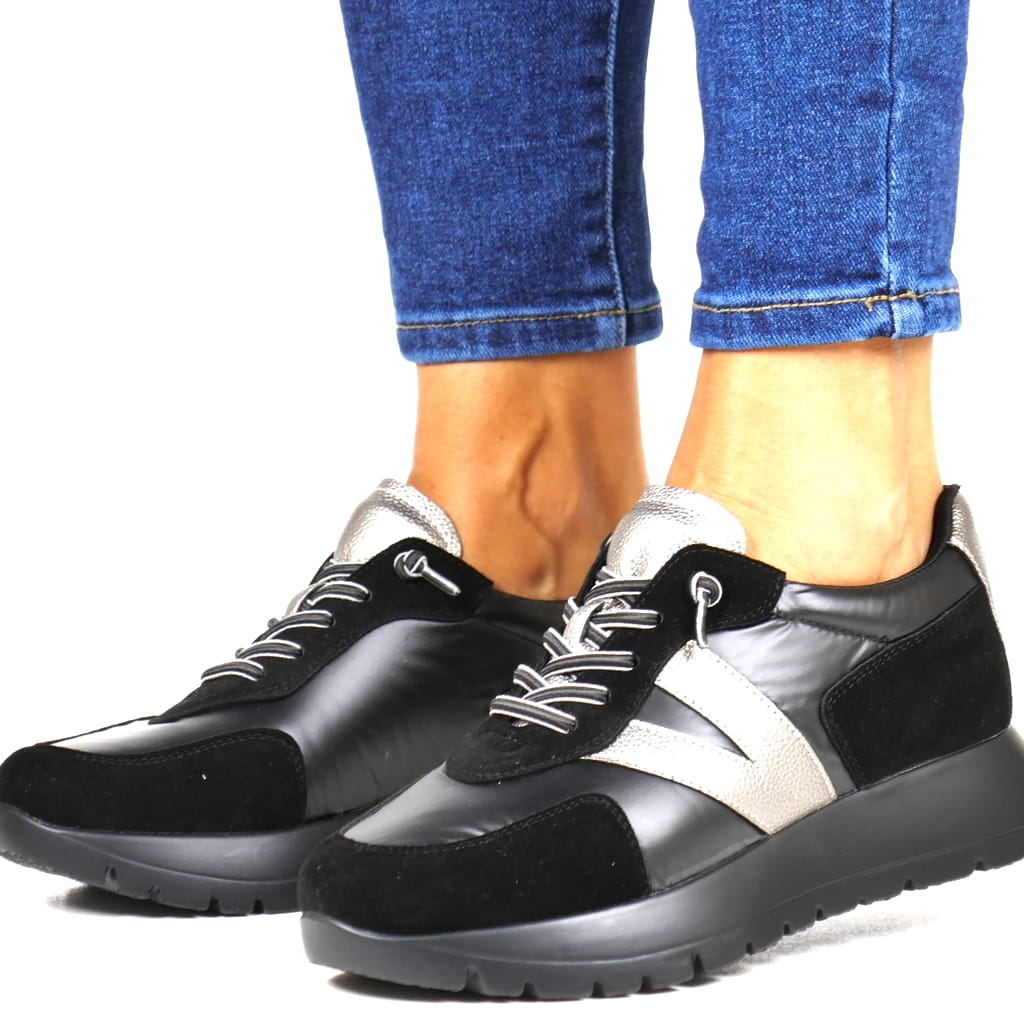 Černé Dámské Polobotky Sportovní Lehké Tenisky Na Silné Podrážce New 39