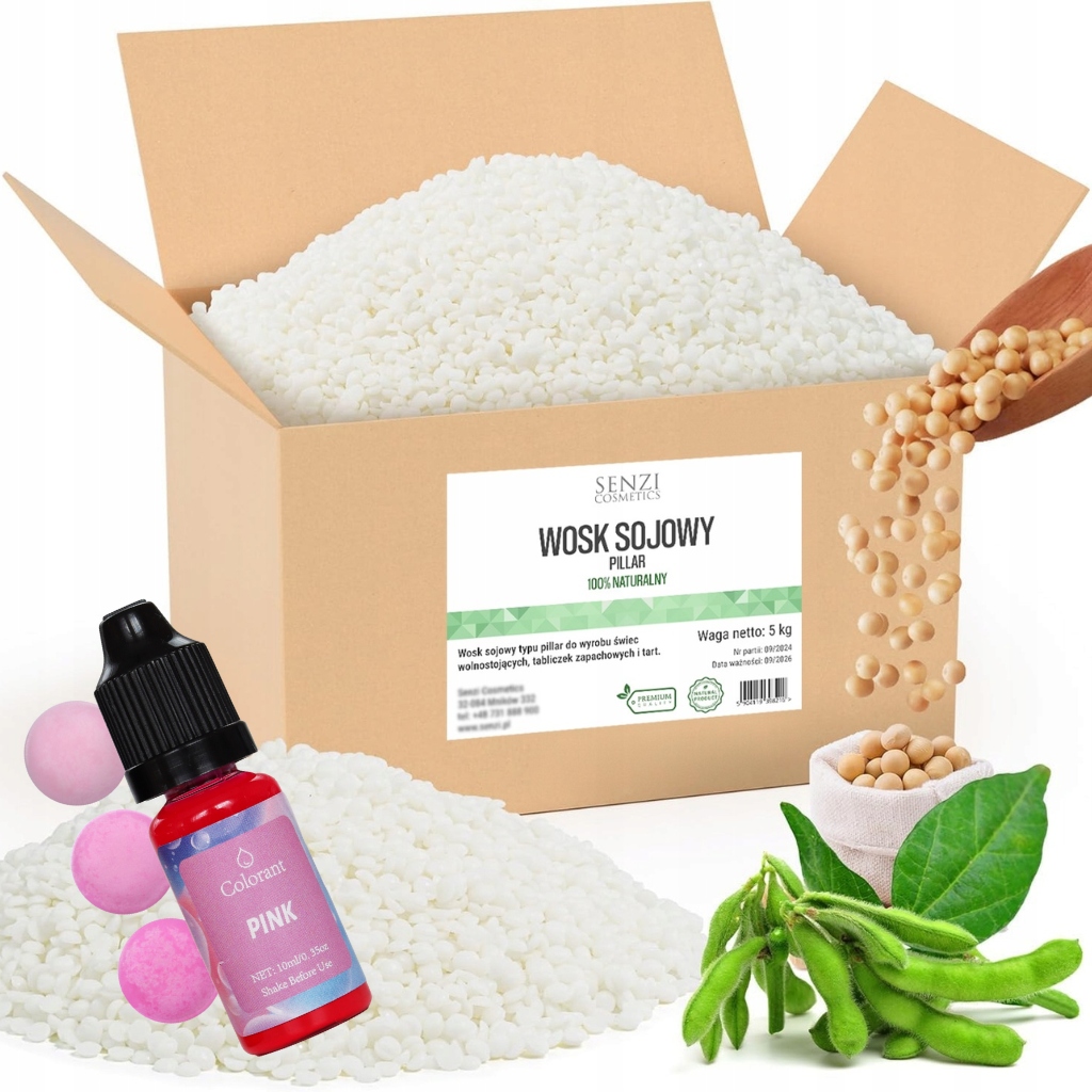 Vosk Pillar 5kg Premium Tekuté barvivo do svíček růžové Bonus