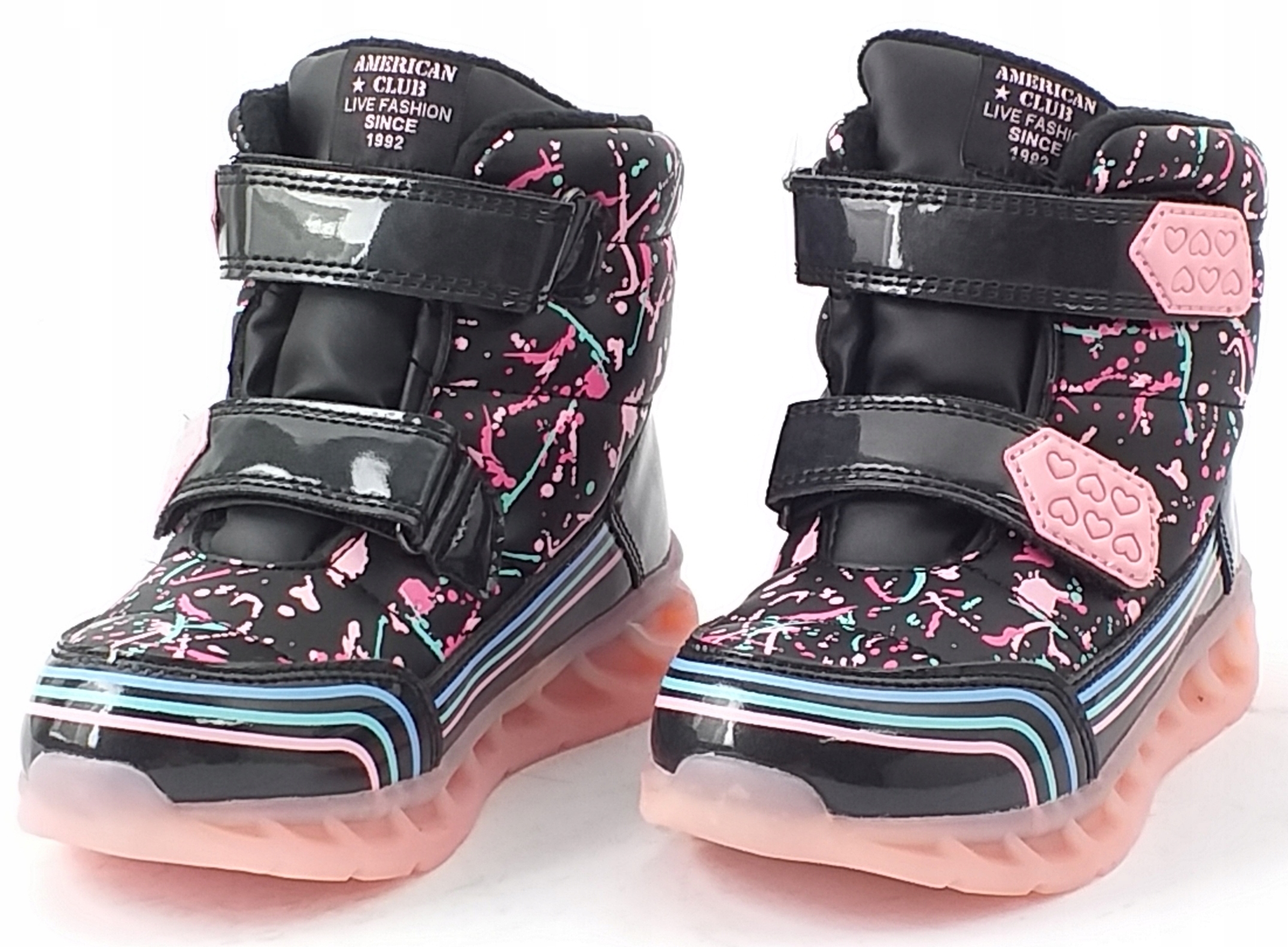 ŚNIEGOWCE AMERICAN CLUB ES140/23 CZARNE OCIEPLANE ŚWIECĄCA PODESZWA LED 27 Bohater brak