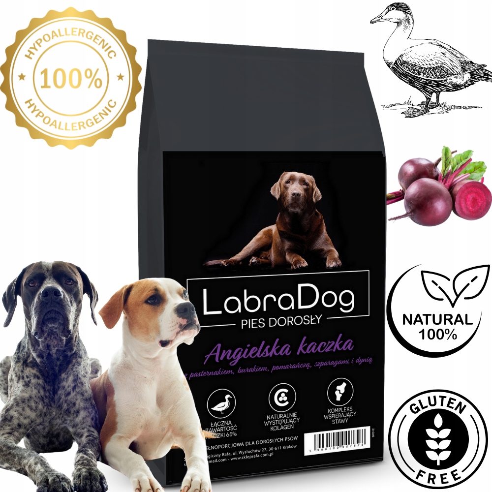 Levně LabraDog Superfood Premium Hypoalergenní anglická kachna 65% masa 12 kg