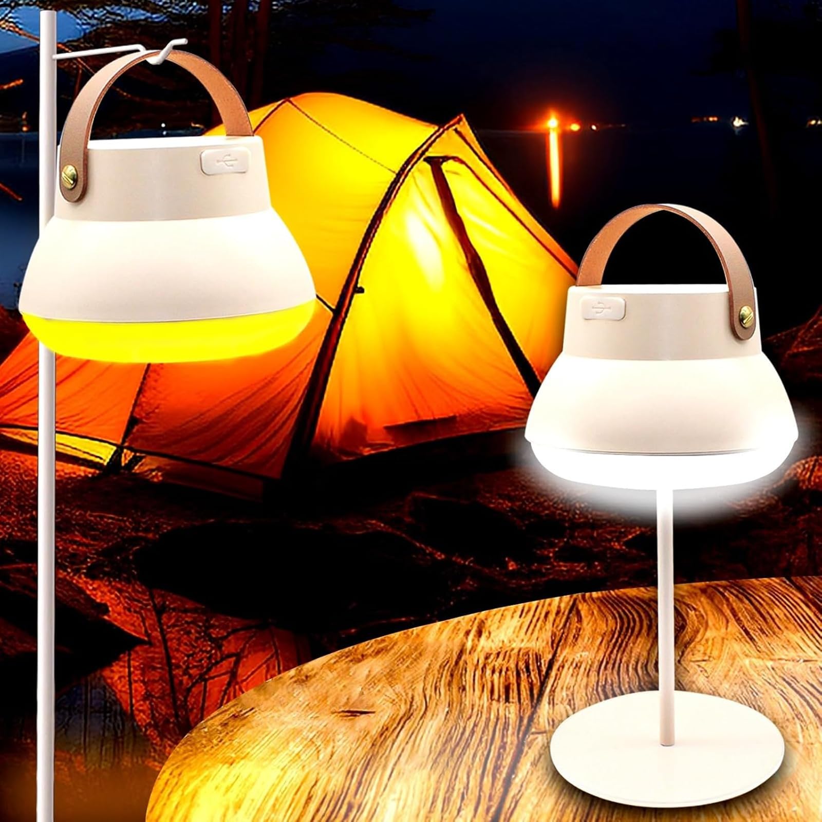 Led Kempingová Lampa 1000 lumenů 3 barvy 4000 mAh IPX5 Usb