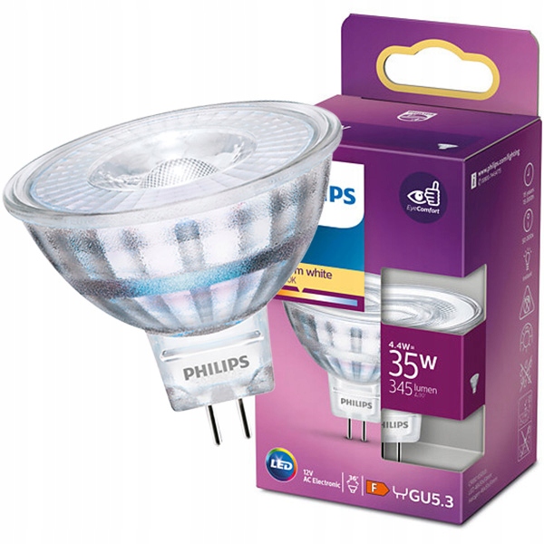 

Żarówka Led MR16 4,4W 35W 345lm 2700K 12V Philips
