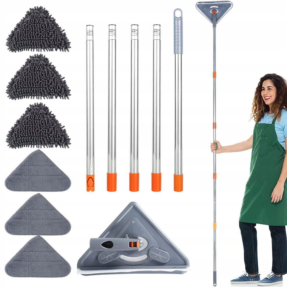 Levně Nastavitelný Trojúhelníkový Čisticí Mop 360° 25–85'' 6 Podložek