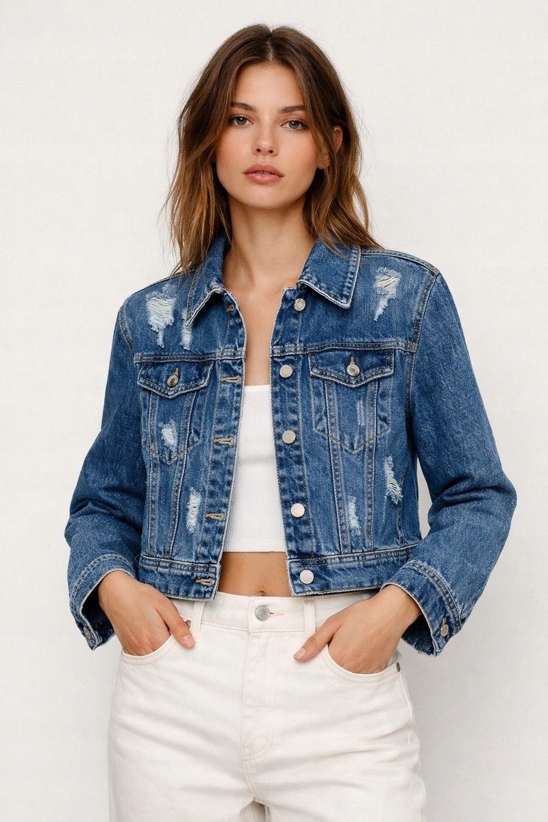 Džínová Bunda D3578 Námořnická Modrá L (40)